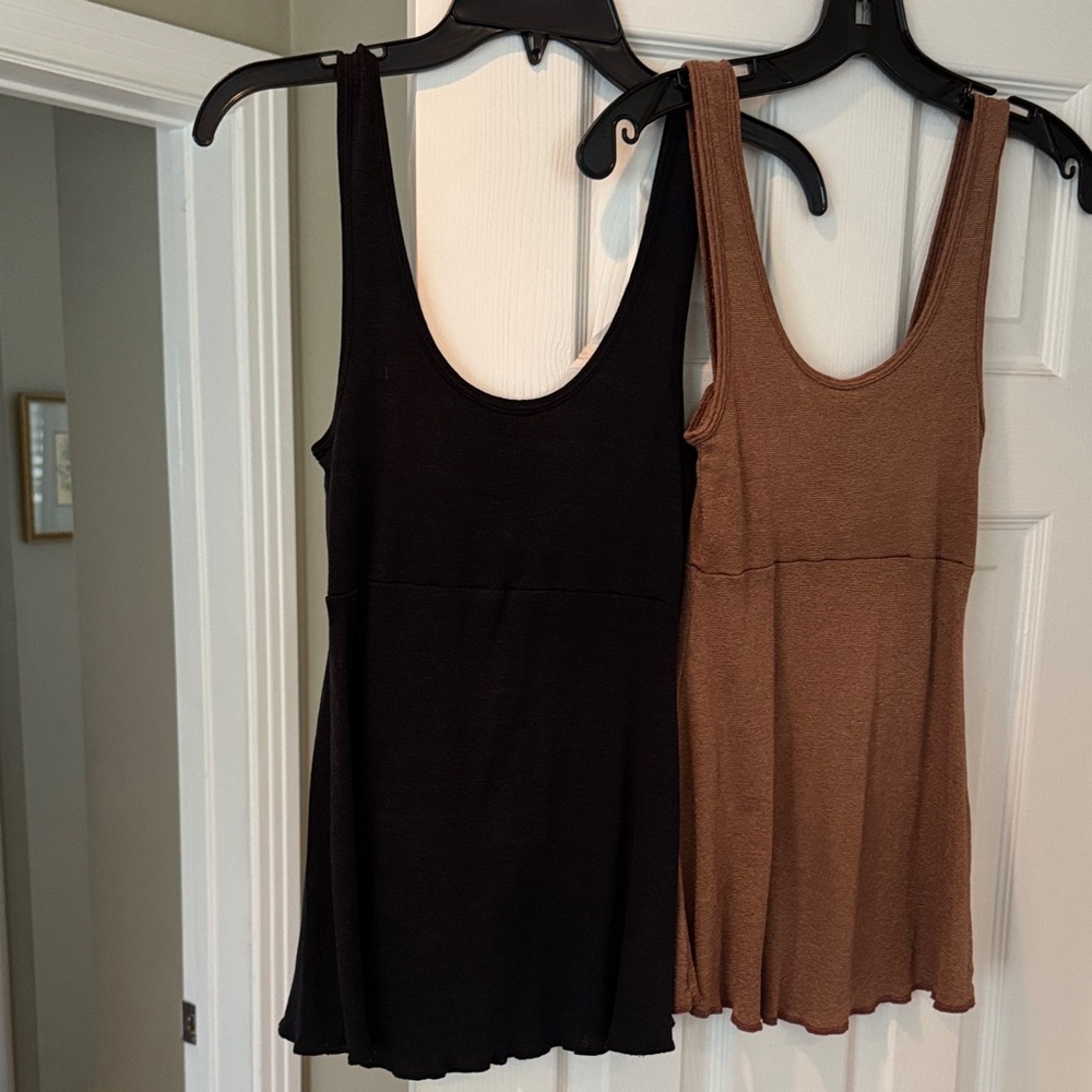 Michael Stars Elegant Black and Rich Brown Tank Tops